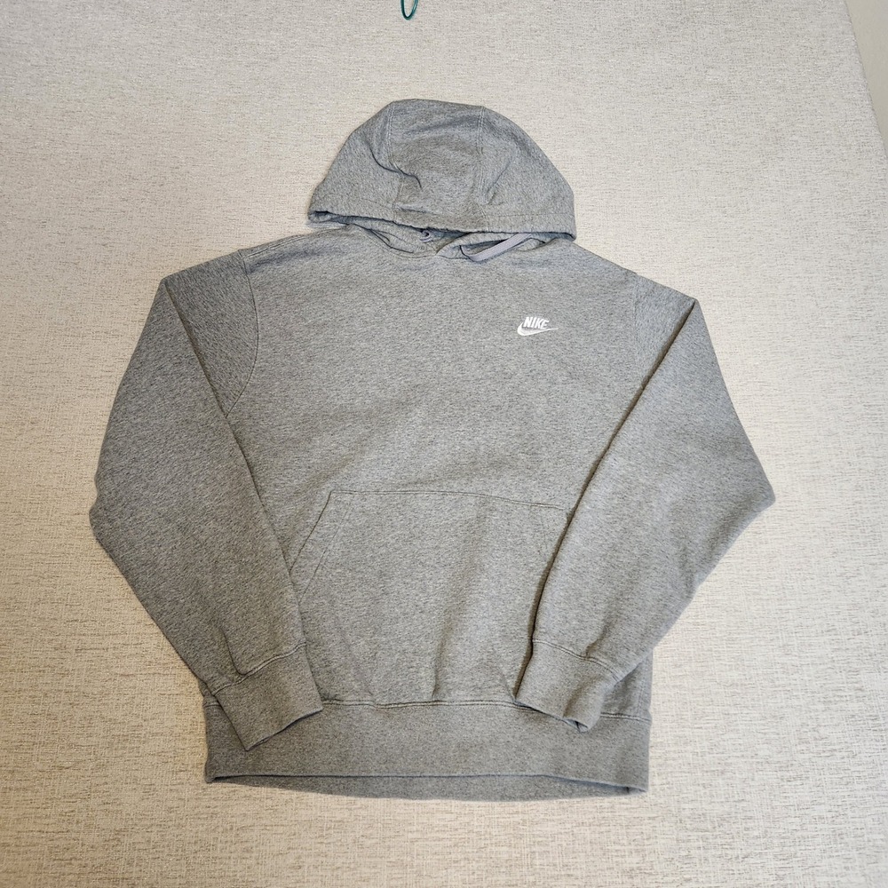 Nike Hoodie Mens Medium Grey Sportswear Club Fleece Pullover BV2654-063